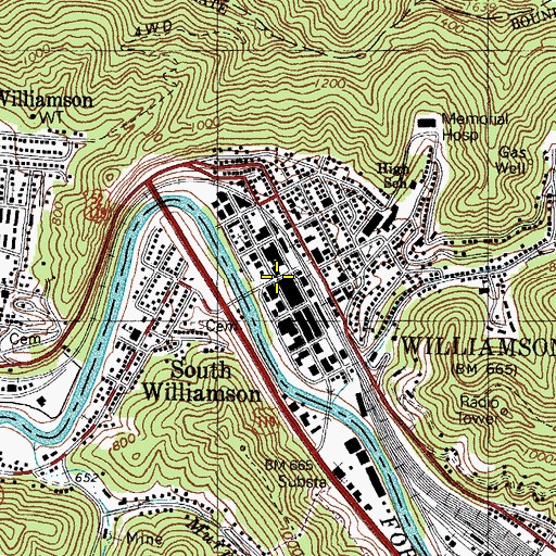 Topographic Map of Williamson Christian School, WV
