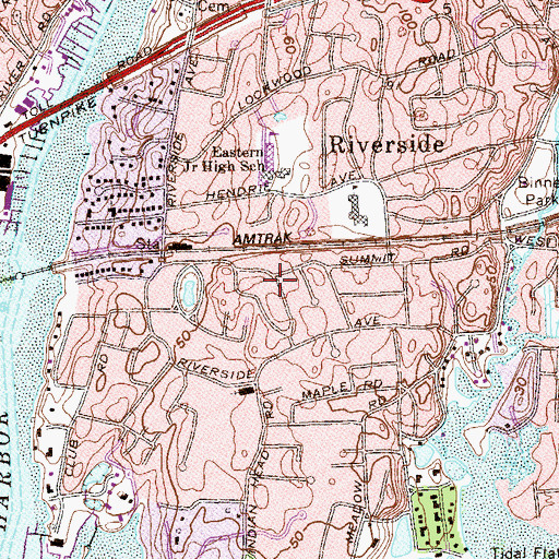 Topographic Map of Riverside Census Designated Place, CT