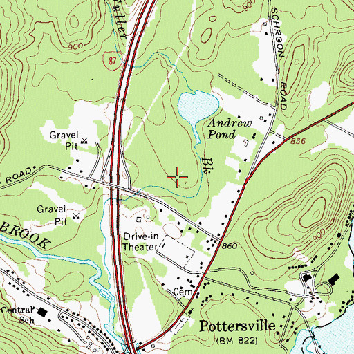 Topographic Map of Pottersville Census Designated Place, NY