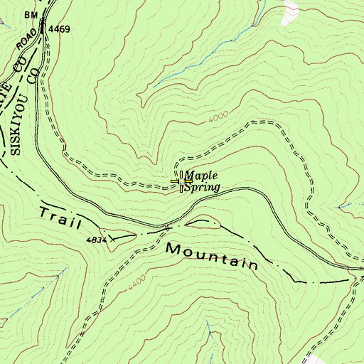 Topographic Map of Maple Spring, CA