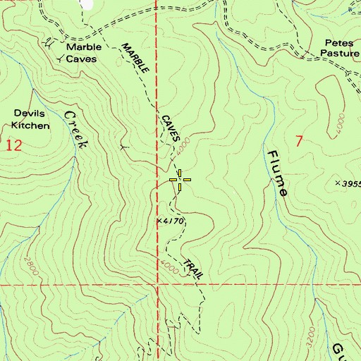 Topographic Map of Marble Caves Trail, CA