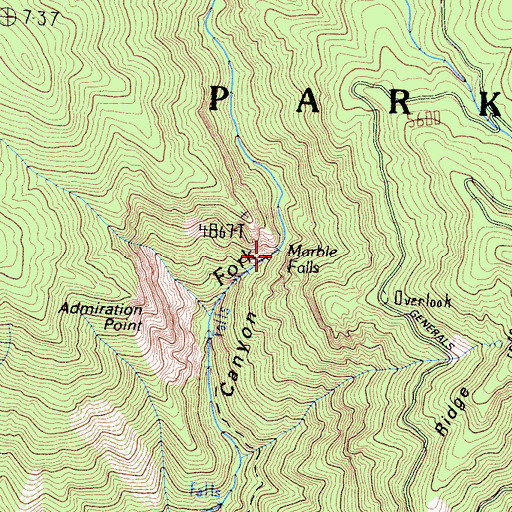 Topographic Map of Marble Falls, CA