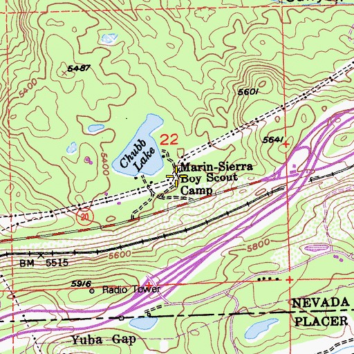 Topographic Map of Marin Sierra Boy Scout Camp, CA