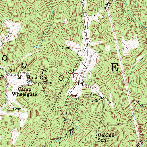 Topographic Map of Blue Creek Academy, WV