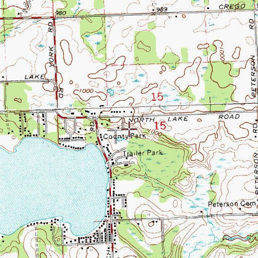 Topographic Map of Clark Lake County Park, MI