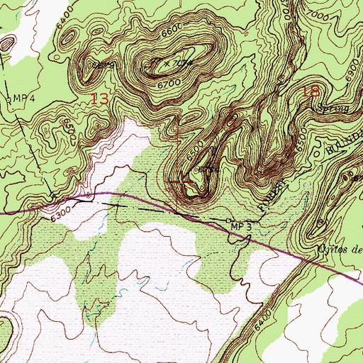 Topographic Map of Cats Eye, NM