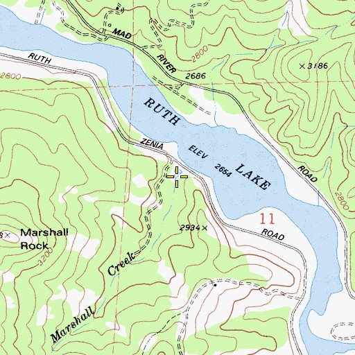 Topographic Map of Marshall Creek, CA