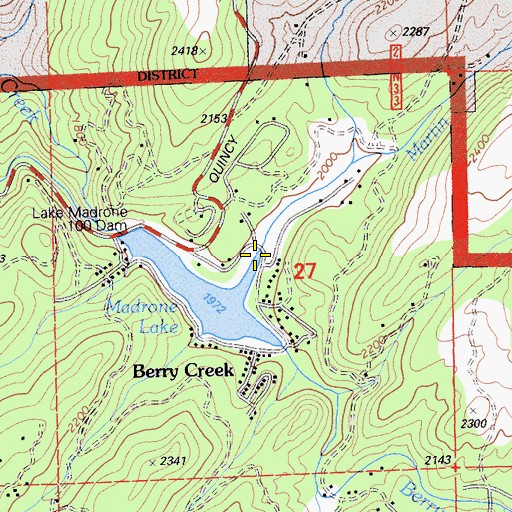 Topographic Map of Martin Creek, CA