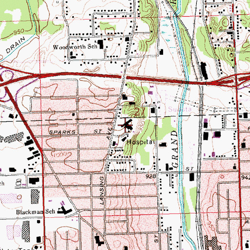 Topographic Map of Jackson County Medical Care Facility, MI