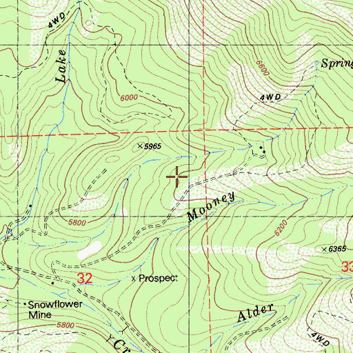 Topographic Map of Mary Jane Mine, CA