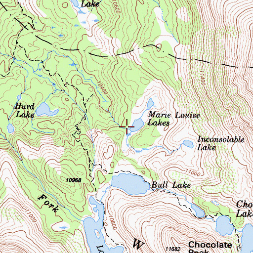 Topographic Map of Marie Louise Lakes, CA