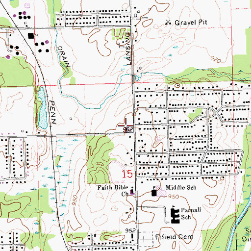 Topographic Map of New Horizons Community Church, MI