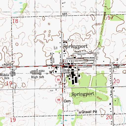 Topographic Map of Jackson District Library-Springport Branch, MI