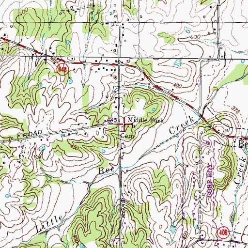 Topographic Map of Middle Fork Church, KY