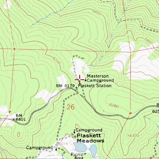 Topographic Map of Masterson Campground, CA