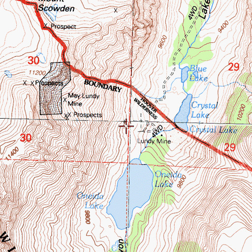 Topographic Map of May Lundy Mine, CA