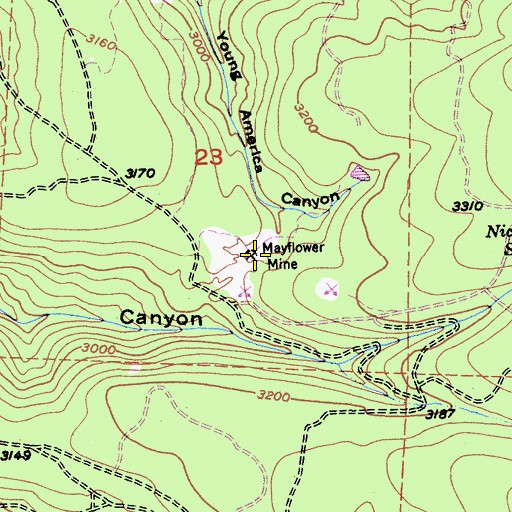 Topographic Map of Mayflower Mine, CA