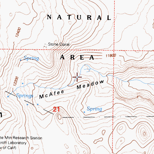 Topographic Map of McAfee Meadow, CA