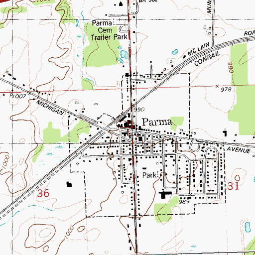 Topographic Map of Parma-Sandstone Police Department, MI