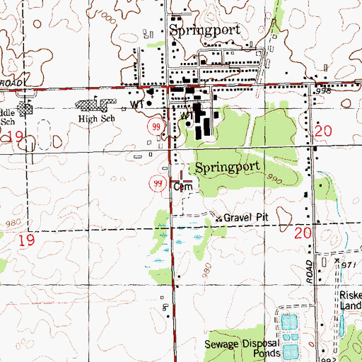 Topographic Map of Springport Cemetery, MI