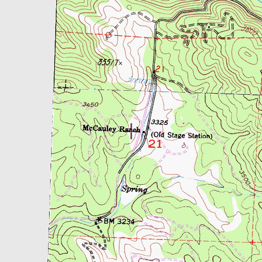 Topographic Map of McCauley Ranch, CA