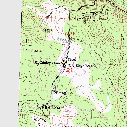 Topographic Map of McCauley Ranch, CA