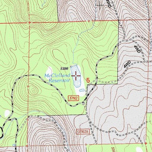 Topographic Map of McClelland Reservoir, CA