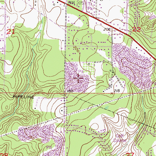Topographic Map of Brunson Pit Number 6, AL