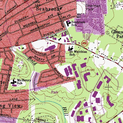 Topographic Map of Lanham Census Designated Place, MD