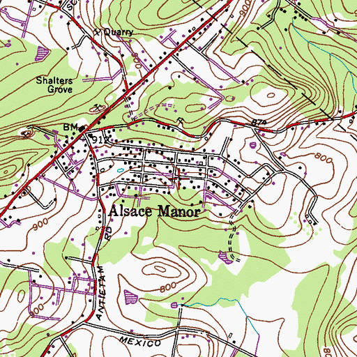 Topographic Map of Alsace Manor Census Designated Place, PA