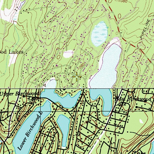 Topographic Map of Birchwood Lakes Census Designated Place, PA