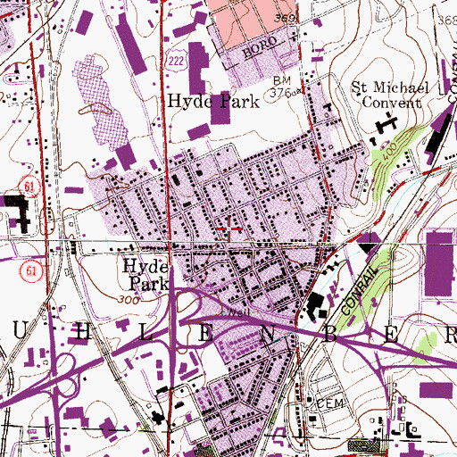 Topographic Map of Hyde Park Census Designated Place, PA