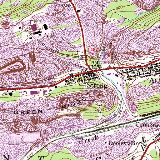 Topographic Map of Strong Census Designated Place, PA