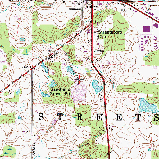Topographic Map of Streetsboro Pit, OH