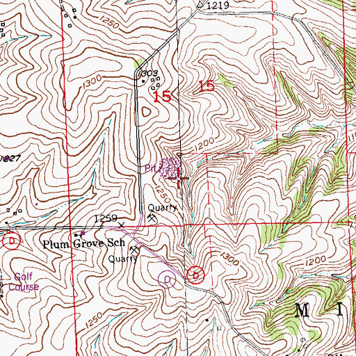Topographic Map of Burgess Quarry, WI