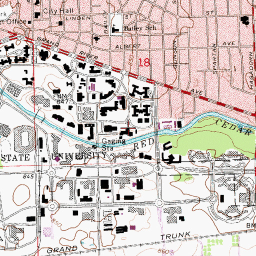 Topographic Map of Kresge Art Museum, MI