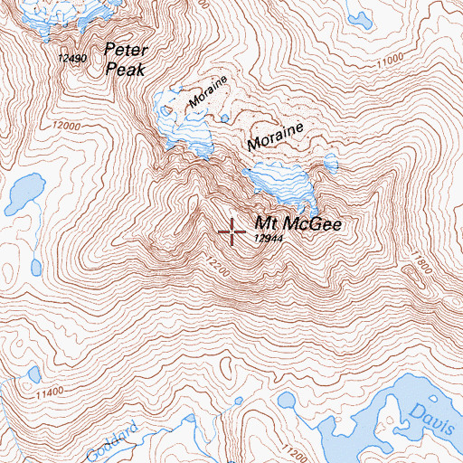 Topographic Map of Mount McGee, CA