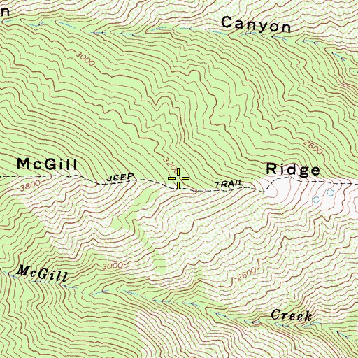Topographic Map of McGill Ridge, CA