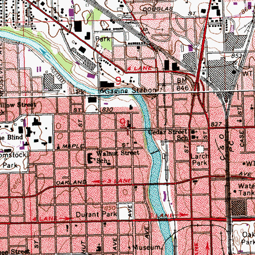 Topographic Map of North Presbyterian Church Historical Marker, MI