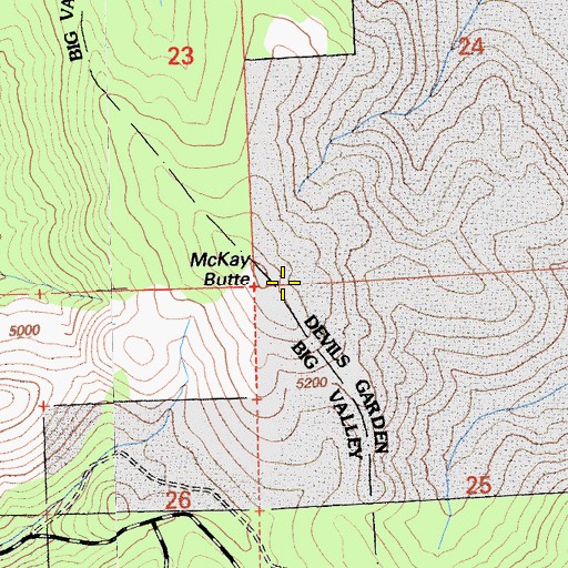 Topographic Map of McKay Butte, CA