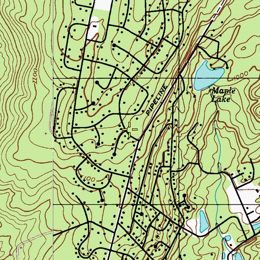 Topographic Map of Pine Ridge Census Designated Place, PA