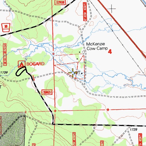 Topographic Map of McKenzie Cow Camp, CA