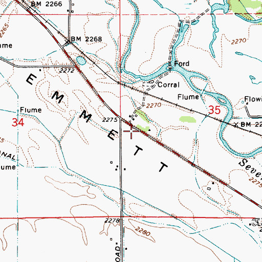 Topographic Map of Roseberry Ditch, ID