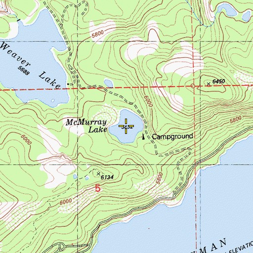 Topographic Map of McMurray Lake, CA