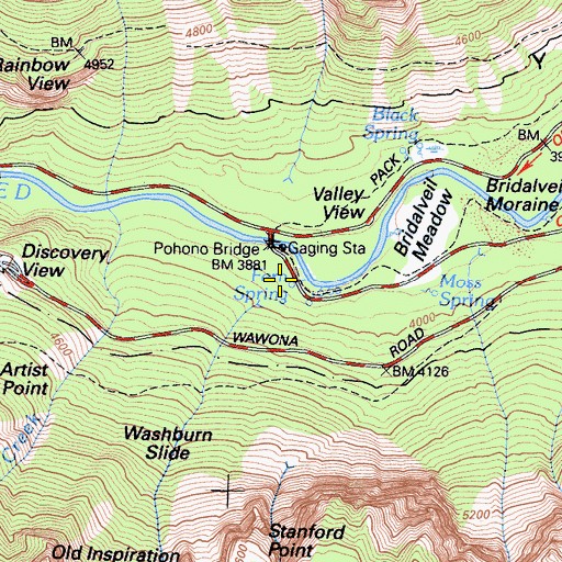 Topographic Map of Meadow Brook, CA