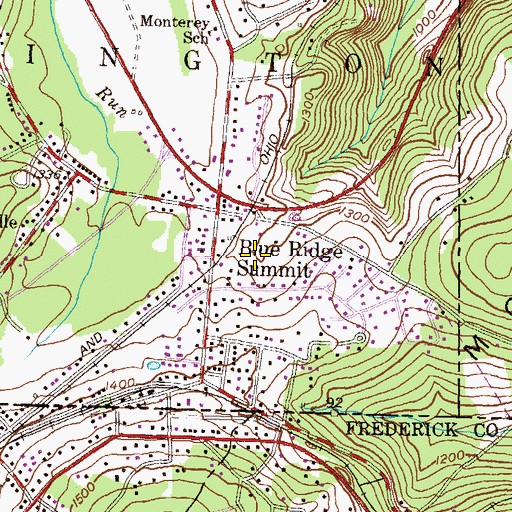 Topographic Map of Blue Ridge Summit Census Designated Place, PA