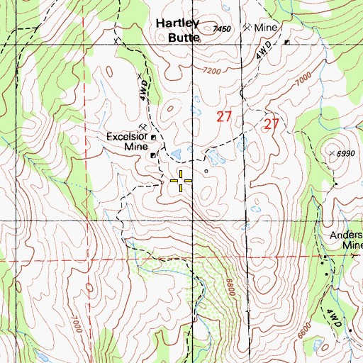Topographic Map of Meadow Lake Mine, CA