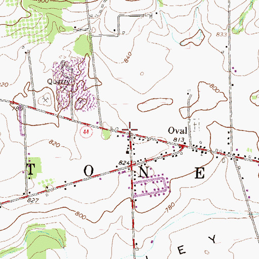 Topographic Map of Oval Census Designated Place, PA