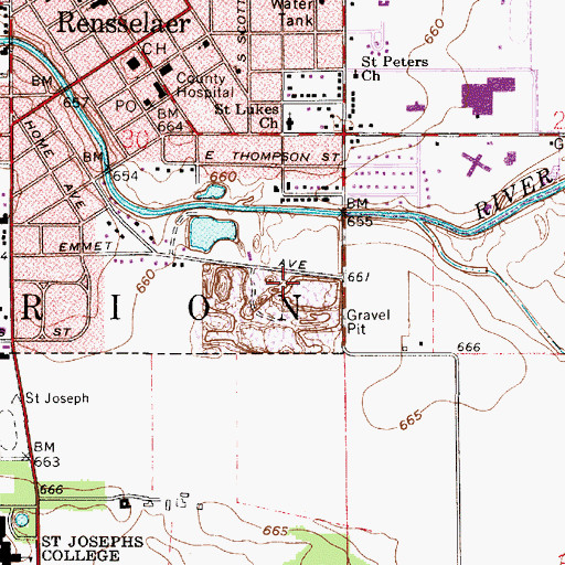 Topographic Map of Babcock Quarry, IN