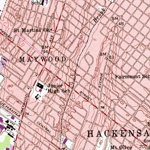 Topographic Map of Jehovahs Witnesses Kingdom Hall, NJ